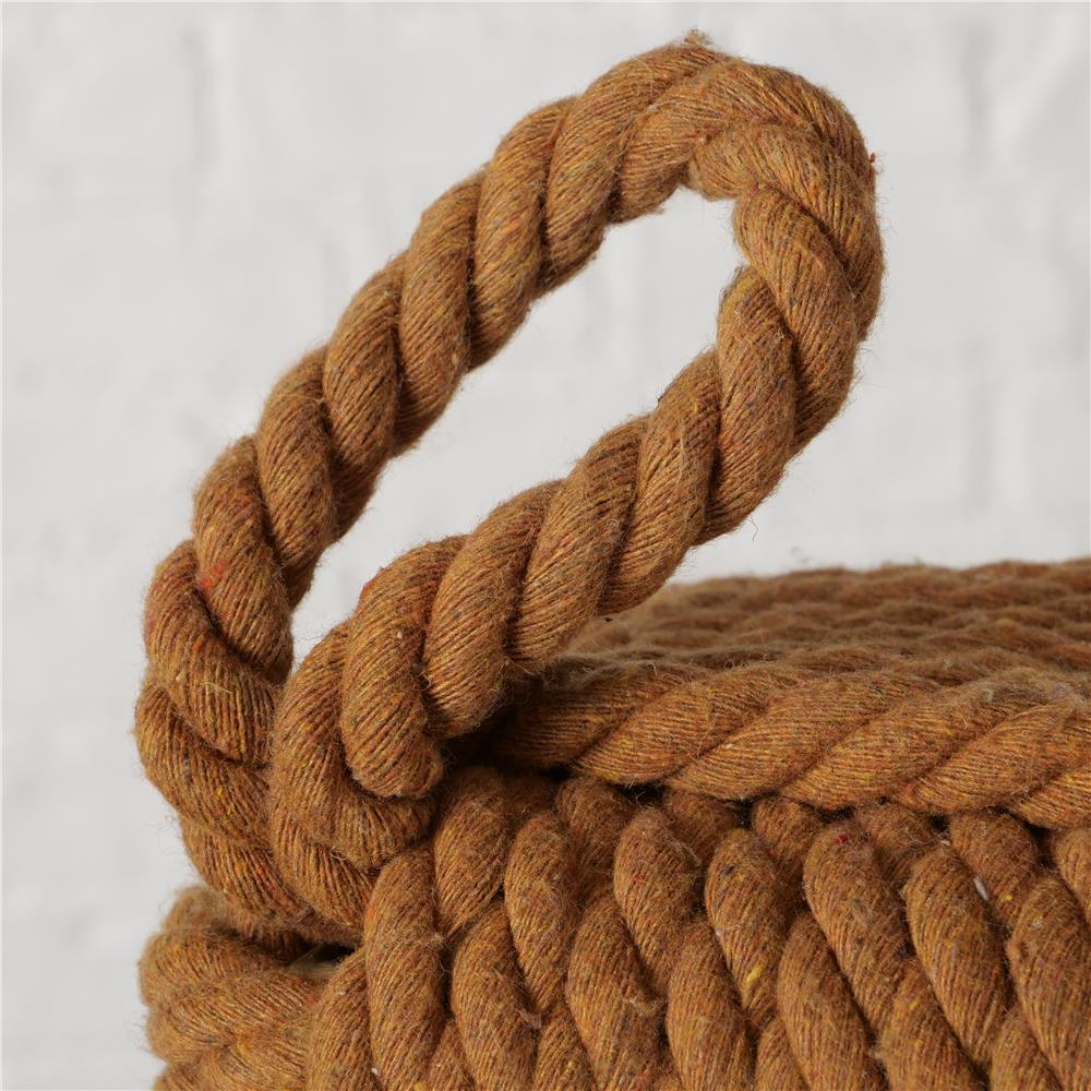 BOLTZE Türstopper quadratisch Strick Braun mit Schlaufe – als Buchstütze, Fensterstopper & Türhalter