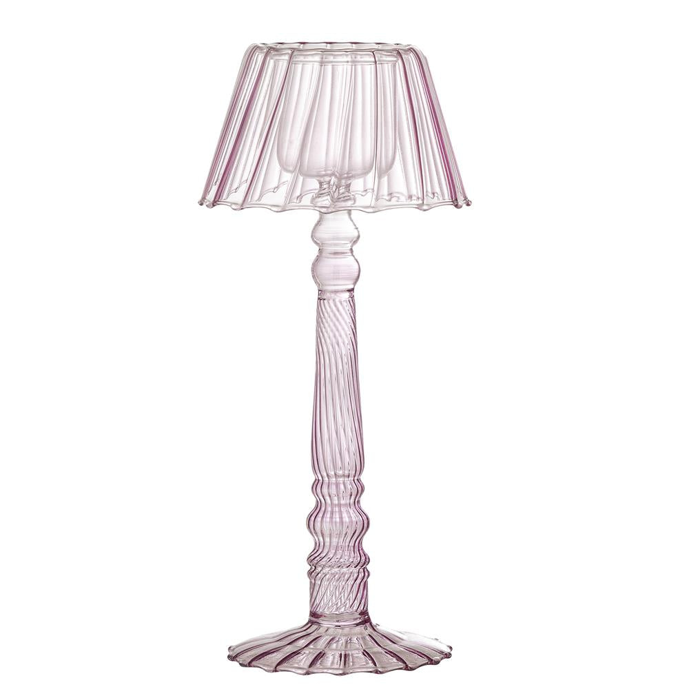 Bloomingville Lumi Teelichthalter, Rose, Glas, D10,5xH23,5 cm, elegantes Design, stimmungsvolles Licht