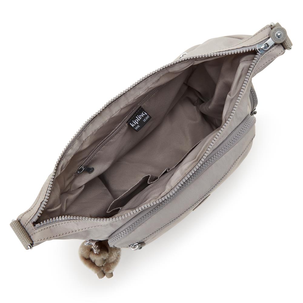 Kipling GABBIE M, Mittelgroße Umhängetasche, Grey Gris (grau), Schultertasche mit Reißverschluss