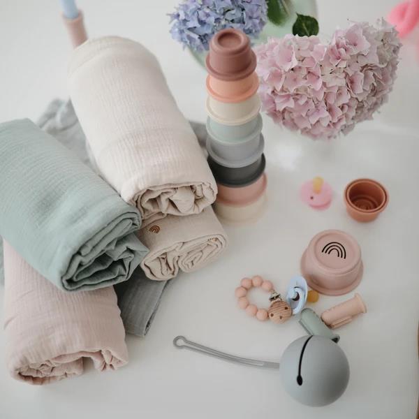 Mushie Musselin-Baby-Wickeldecke, Tawny Birch, Pucktuch aus 100% Bio-Baumwolle