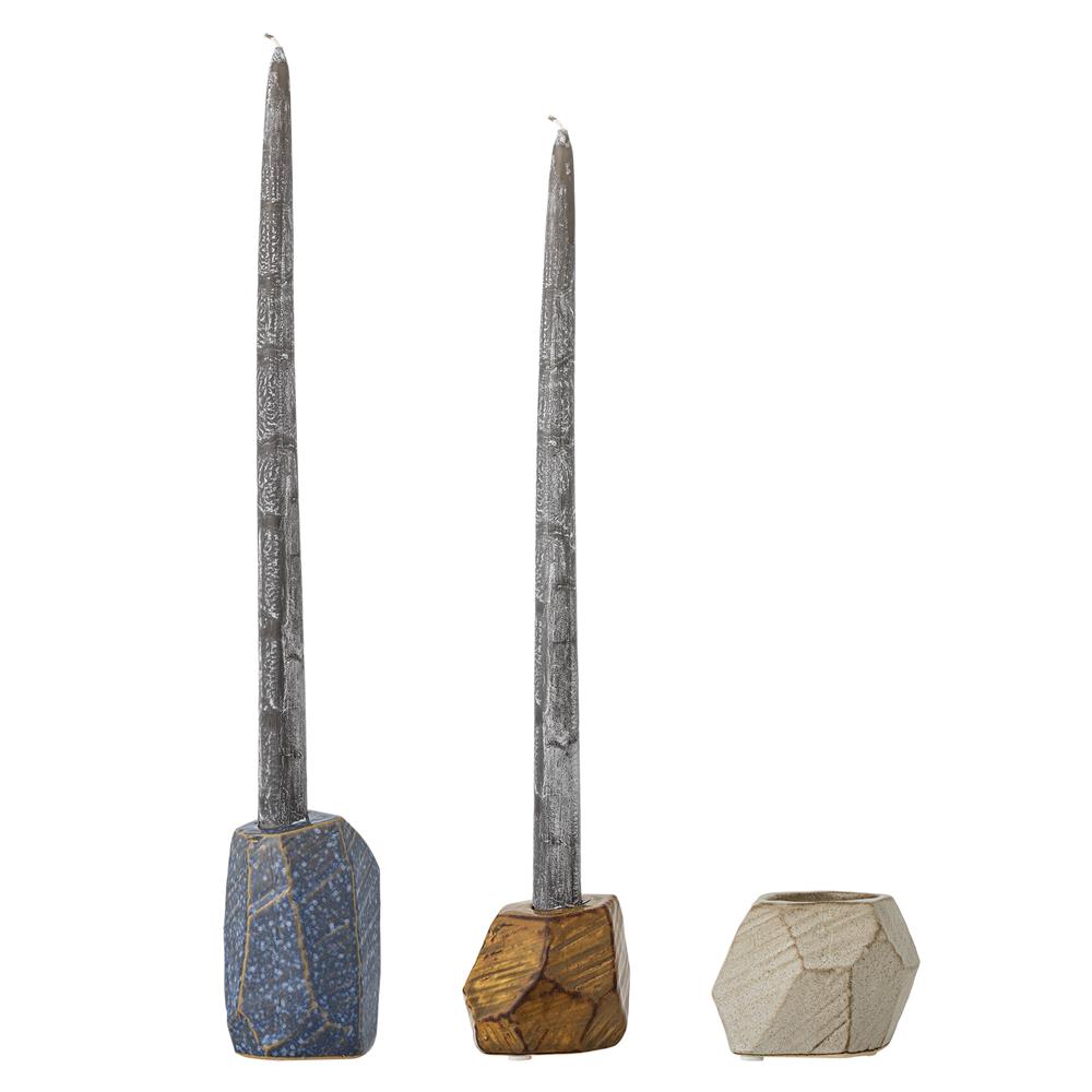 Bloomingville Kimber Teelichthalter Set 3-teilig Schwarz Glas