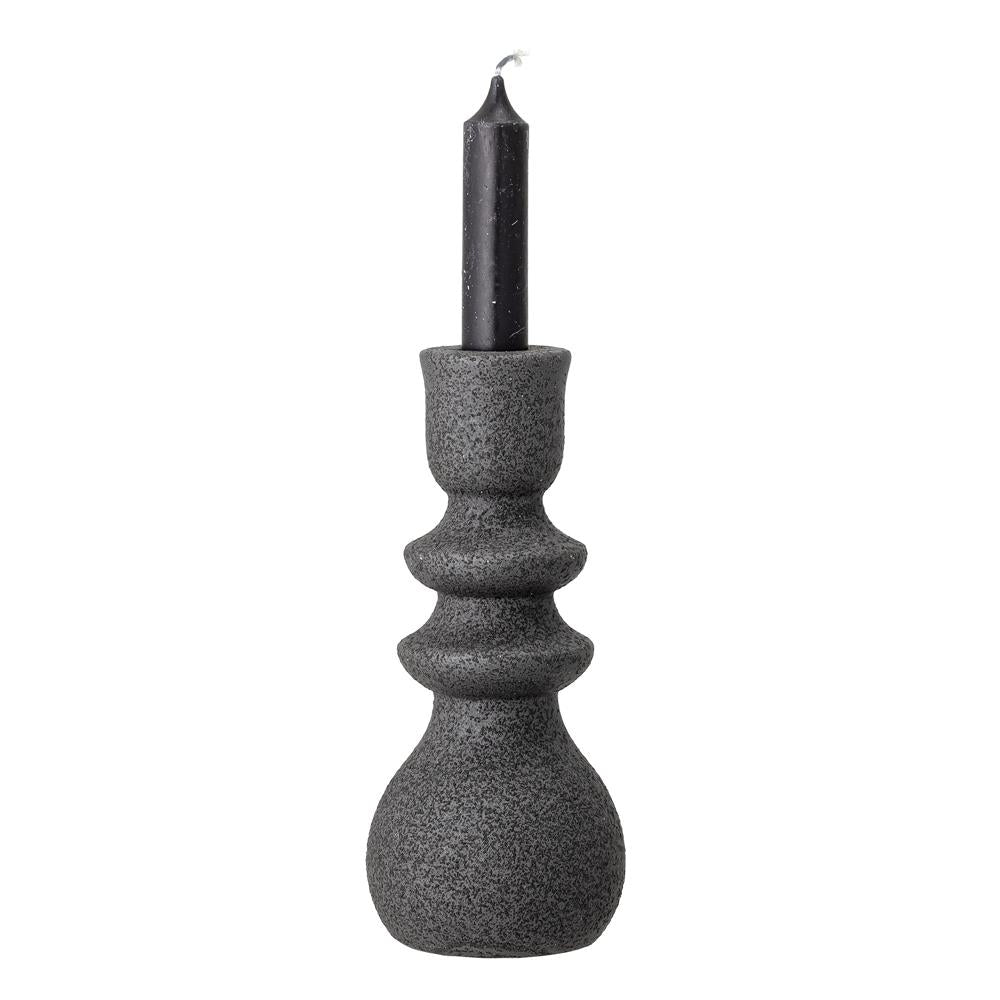 Bloomingville Emir Kerzenständer Steingut Schwarz 8 x 19 cm Kerzenhalter