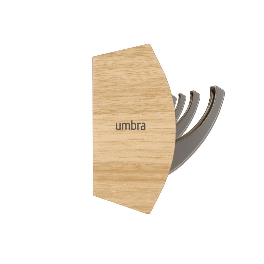 Umbra Flip Wandgarderobe, Garderobenleiste in Natur, mit 8 beweglichen Haken in Silber