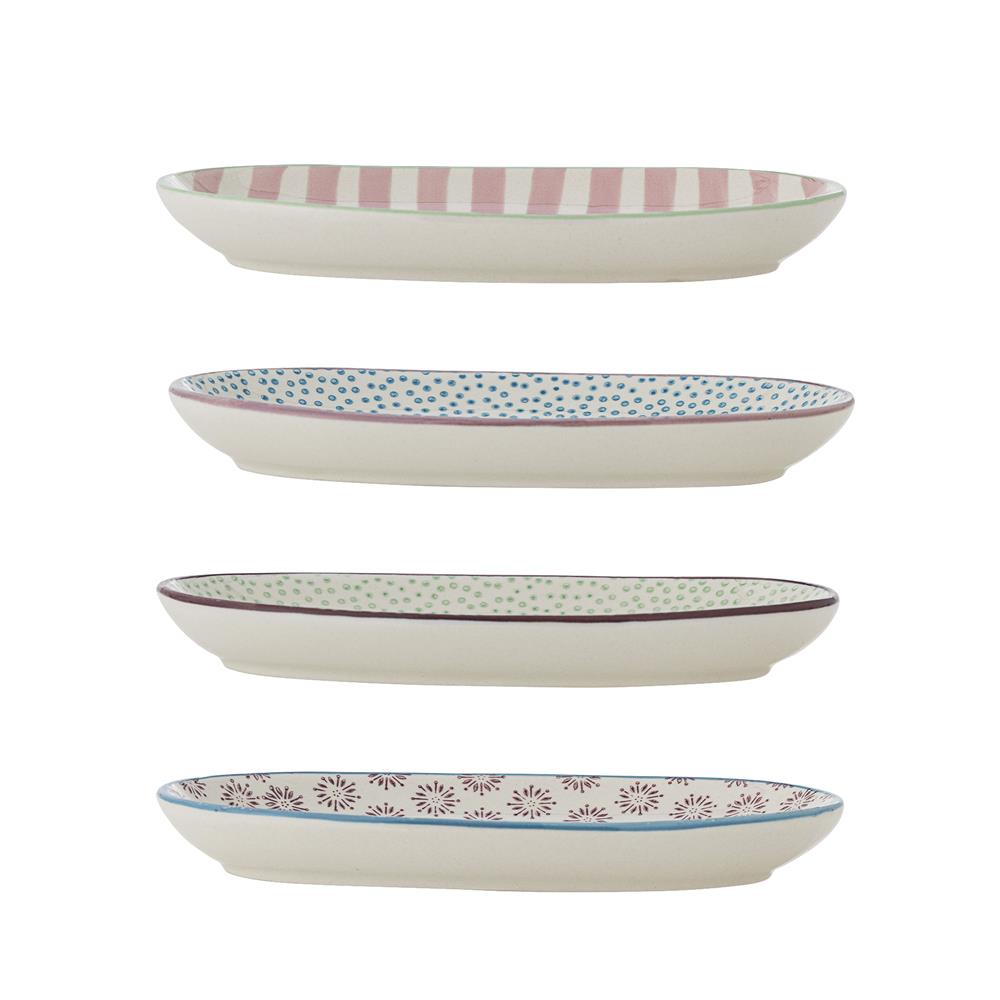 Bloomingville Patrizia Teller, 4er Set, 21,5x13cm, Steingut, dänisches Design
