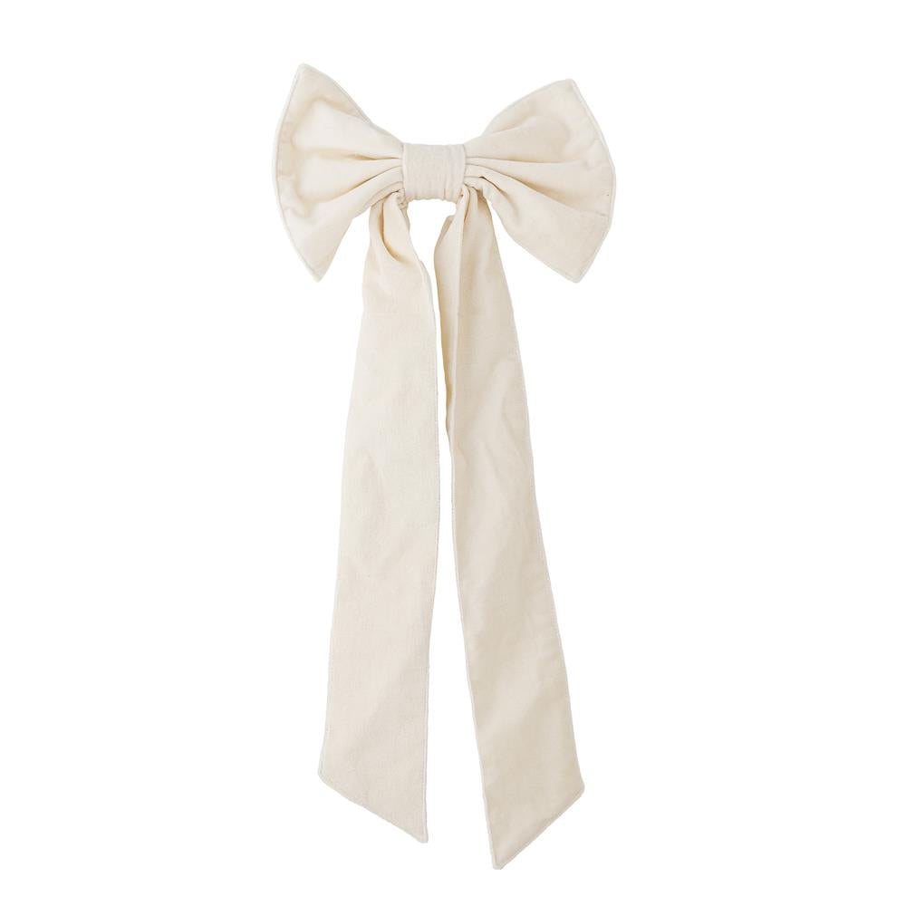 Bloomingville Ruby Weihnachtsschleife, Weiß, Samtschleife mit Clip 53 cm