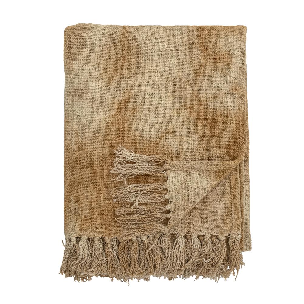 Bloomingville Thelma Decke gelb 150x125 cm aus Baumwolle – Wohndecke Kuscheldecke