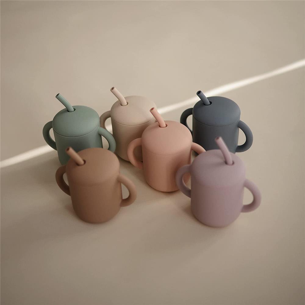 Mushie Silikon-Trinklernbecher mit Strohhalm, Tradewinds, BPA-frei