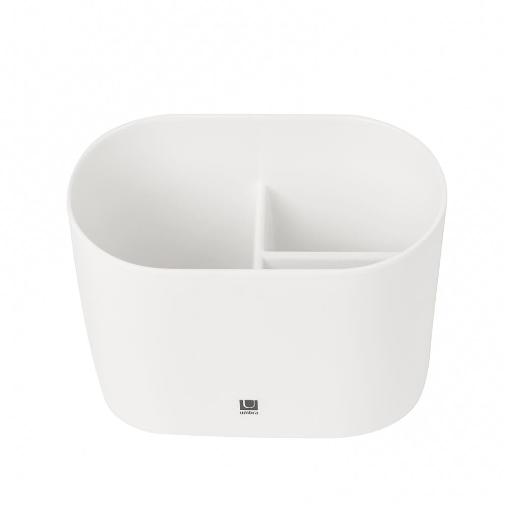 Umbra Step Zahnputzbecher Weiß Zahnbürstenhalter und Becher für Make-Up Accessoires mit drei Fächern