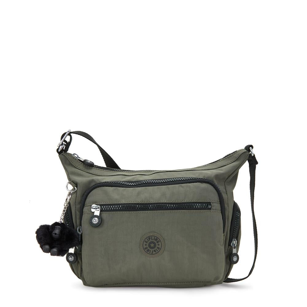 Kipling GABBIE S, Kleine Umhängetasche, Green Moss (grün), Schultertasche mit vielen Fächern