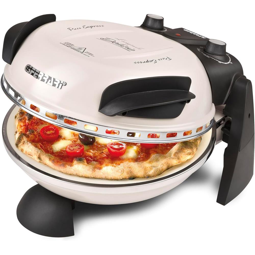 G3Ferrari elektrischer Pizzaofen Delizia Pizzamaker 1200 W für Pizza Ø 31cm icy cream Pizzamaker mit feuerfestem Naturstein beige Limitierte Edition