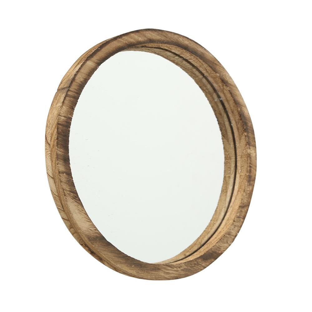 BOLTZE Spiegel Jones 3er Set Holz Rund Braun Wandspiegel Landhaus Design