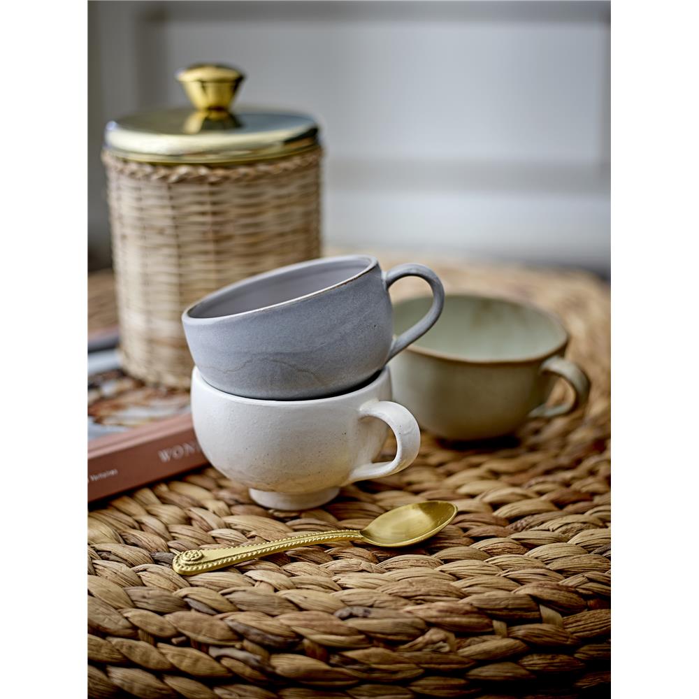 Bloomingville Abas Gefäß mit Deckel Messing Stahl Rattan 11 x 18 13 cm