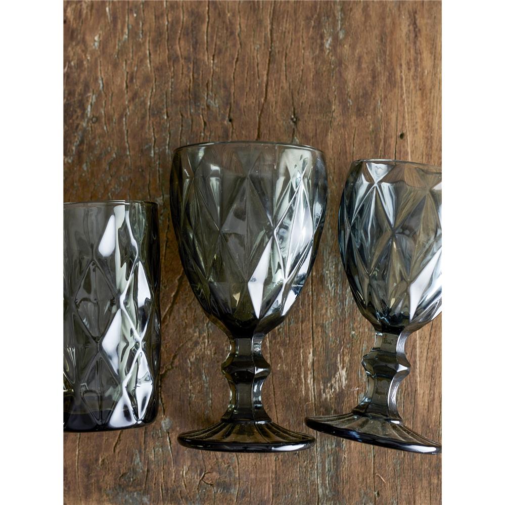 Bloomingville Asana Trinkglas Grau 400ml Glas Facettenmuster spülmaschinenfest