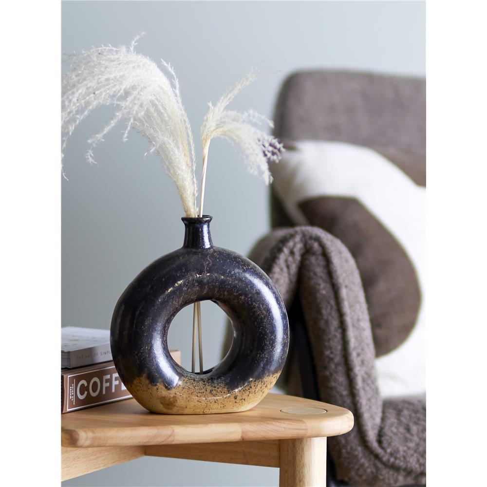 Bloomingville Baldvin Vase Steingut Braun 18 x 19,5 x 6 cm Dekovase Dänisches Design