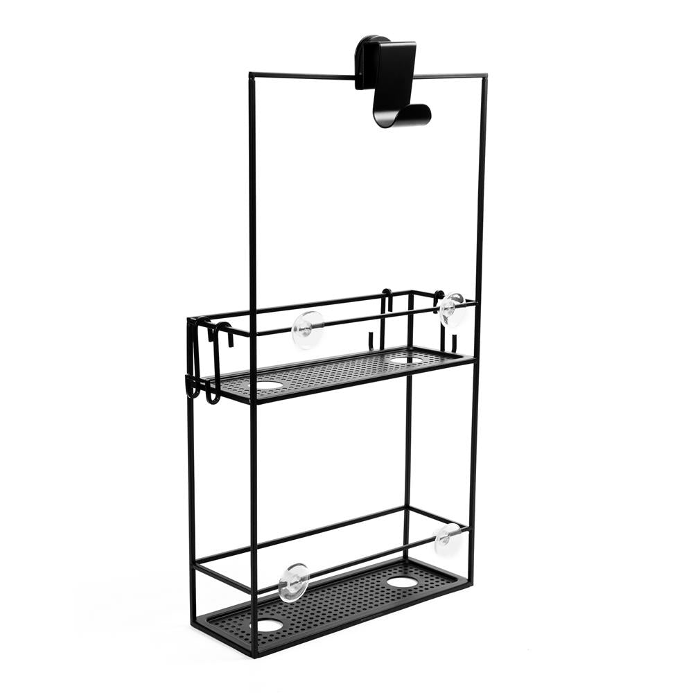Umbra Cubiko Duschregal, Duschablage, Dusch Caddy mit 2 Ablagefächern aus Metall in Schwarz