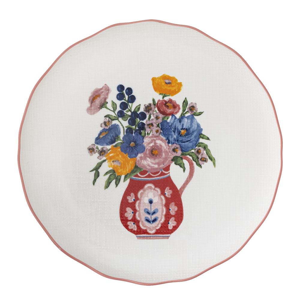 Bloomingville Dorothy Kuchenteller Bunt Steingut D28xH9 cm – Tortenplatte auf Fuß