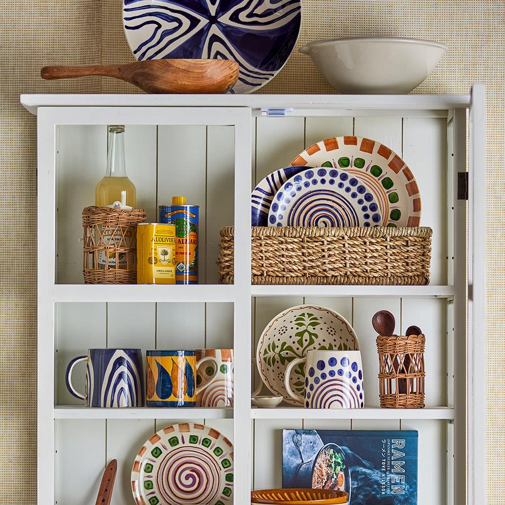 Bloomingville Heikki Schale – handbemalte Steingutschale in Naturtönen, Ø 19 cm, 860 ml