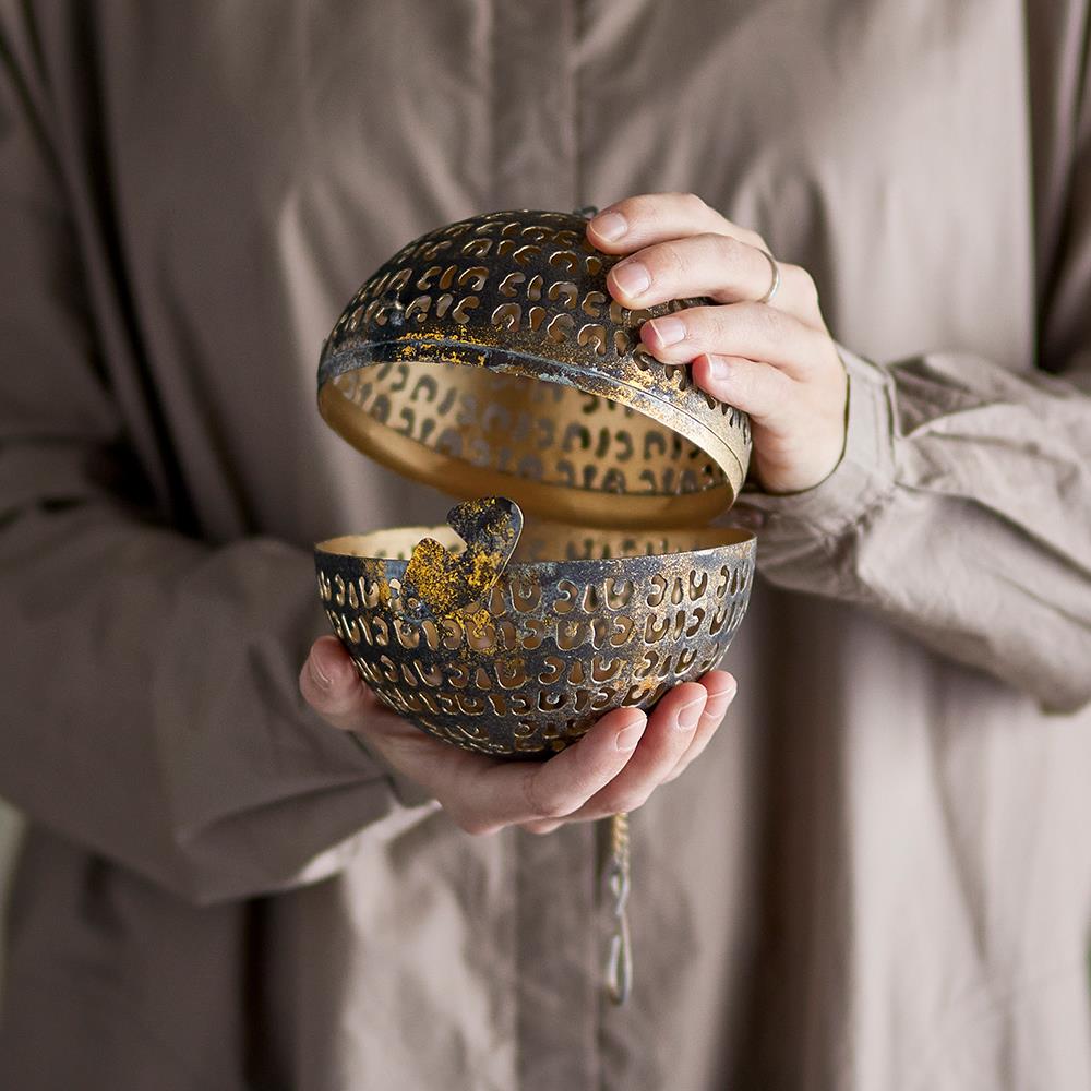 Bloomingville Lumie Deko 3er Set, Messing, Metall – handgefertigte Kugeln mit Vintage-Charme