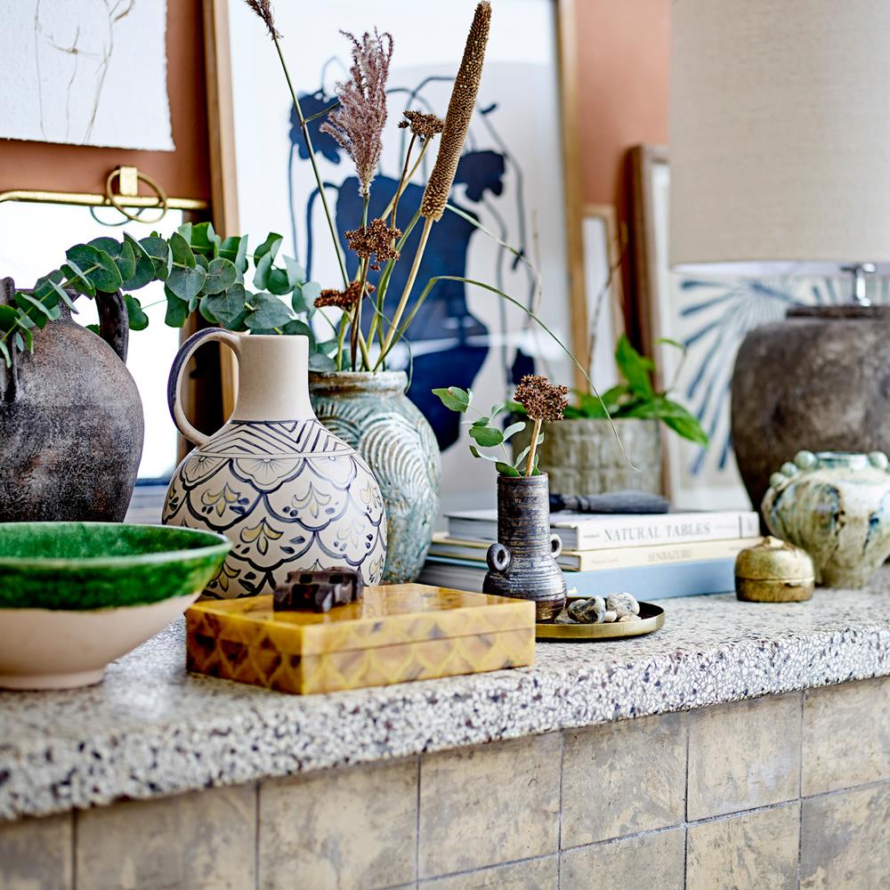Bloomingville Moez Schale grün D30 cm aus Steingut – dekorative Schale für Wohnzimmer & Tischdeko