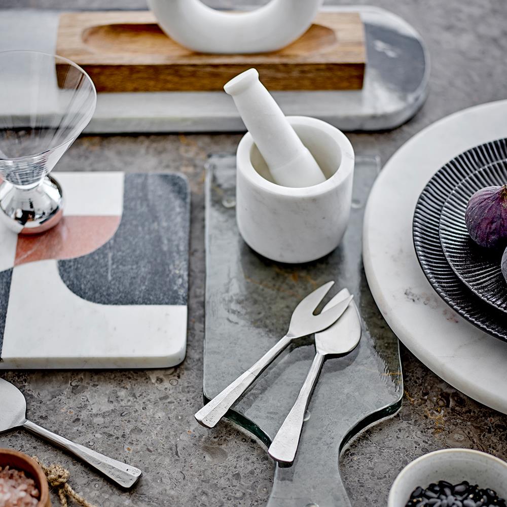 Bloomingville Jazzi Schneidebrett, Weiß, Marmor – handgeschnittenes Küchenaccessoire mit Farbspiel