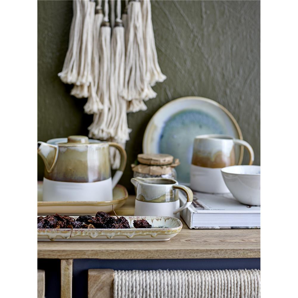 Bloomingville Heather Teller Braun/Beige 27cm Steingut Speiseteller Essteller Boho Design