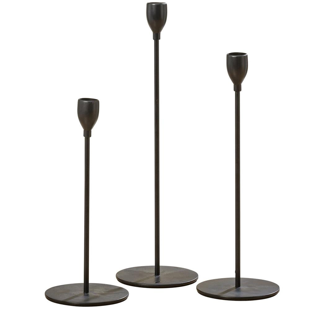 BOLTZE Kerzenleuchter Malte 3er Set Metall Schwarz Rund