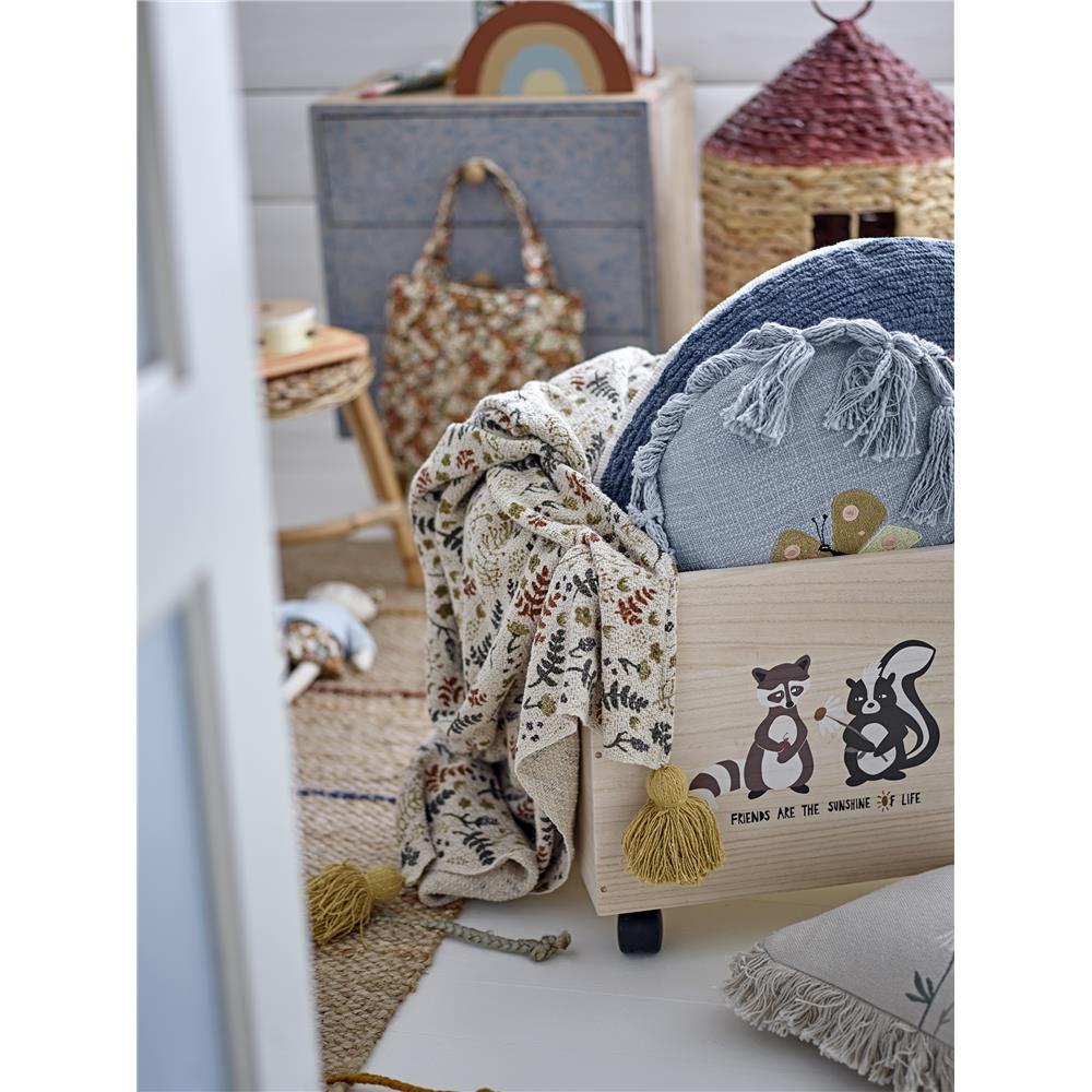 Bloomingville MINI Filipa Decke 130x160cm Blumenmotiv Baumwolle Quasten Kuscheldecke Kinderdecke