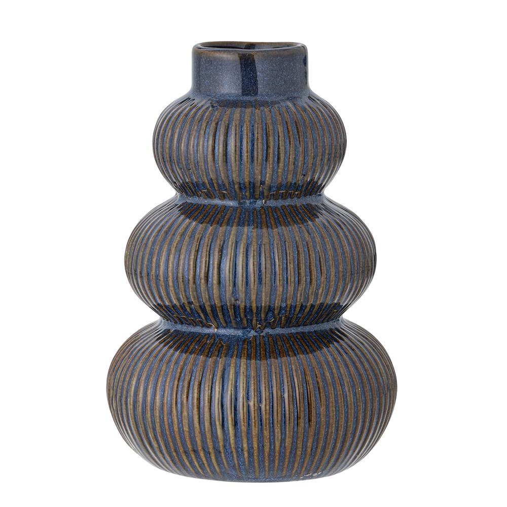 Bloomingville Myrtle Vase, Blau – elegante Steingutvase für stilvolle Dekoration