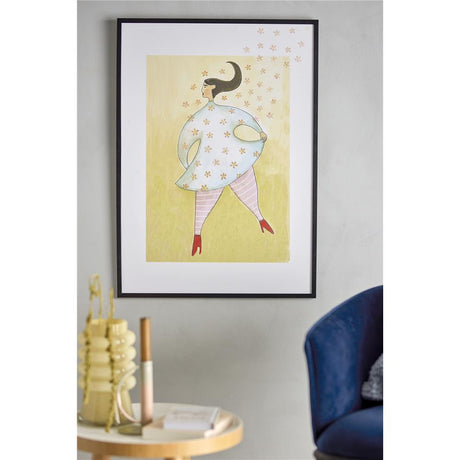 Bloomingville Ajo Illustration mit Rahmen in Schwarz, 52x72cm, aus Kiefernholz