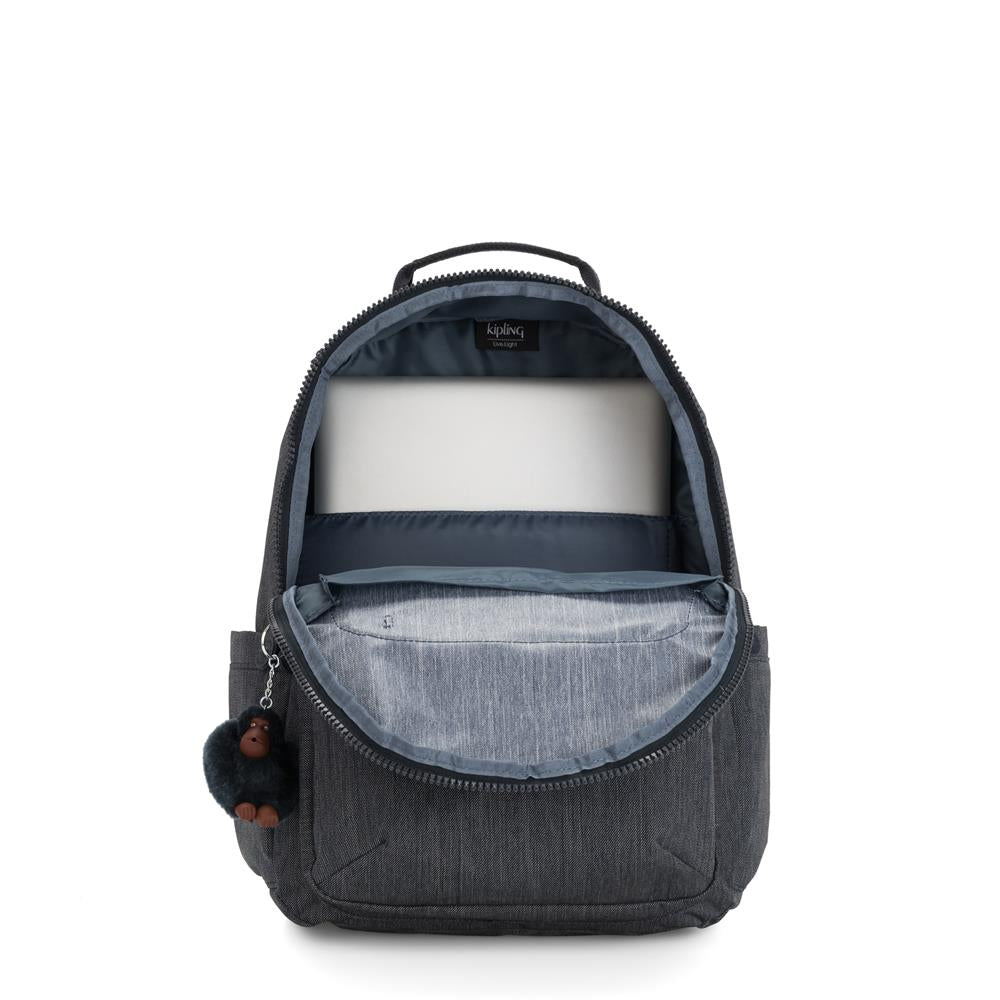 Kipling SEOUL L, Großer Rucksack, Marine Navy (blau), 27L, mit 15-Zoll-Laptopfach