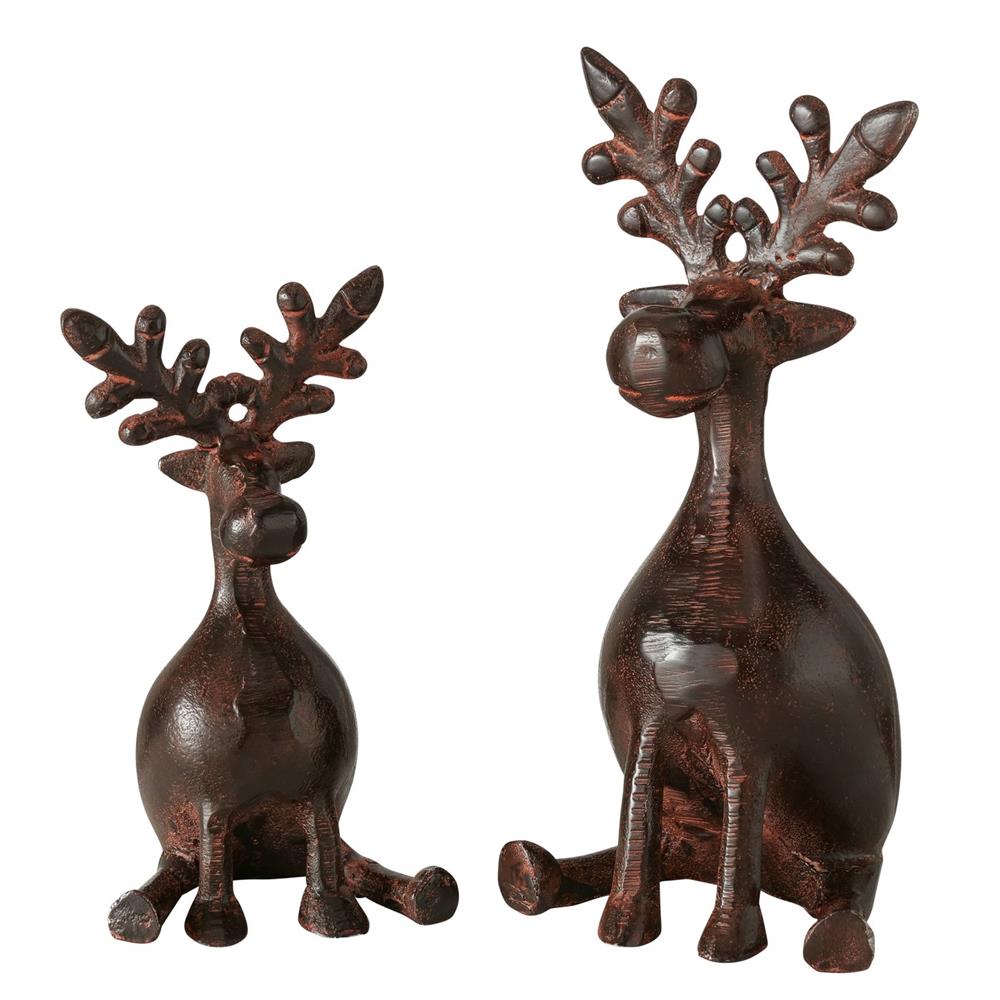 BOLTZE Dekofigur Hirsch Tarnow Braun sitzend 2er Set Weihnachtsdekoration Landhaus Design