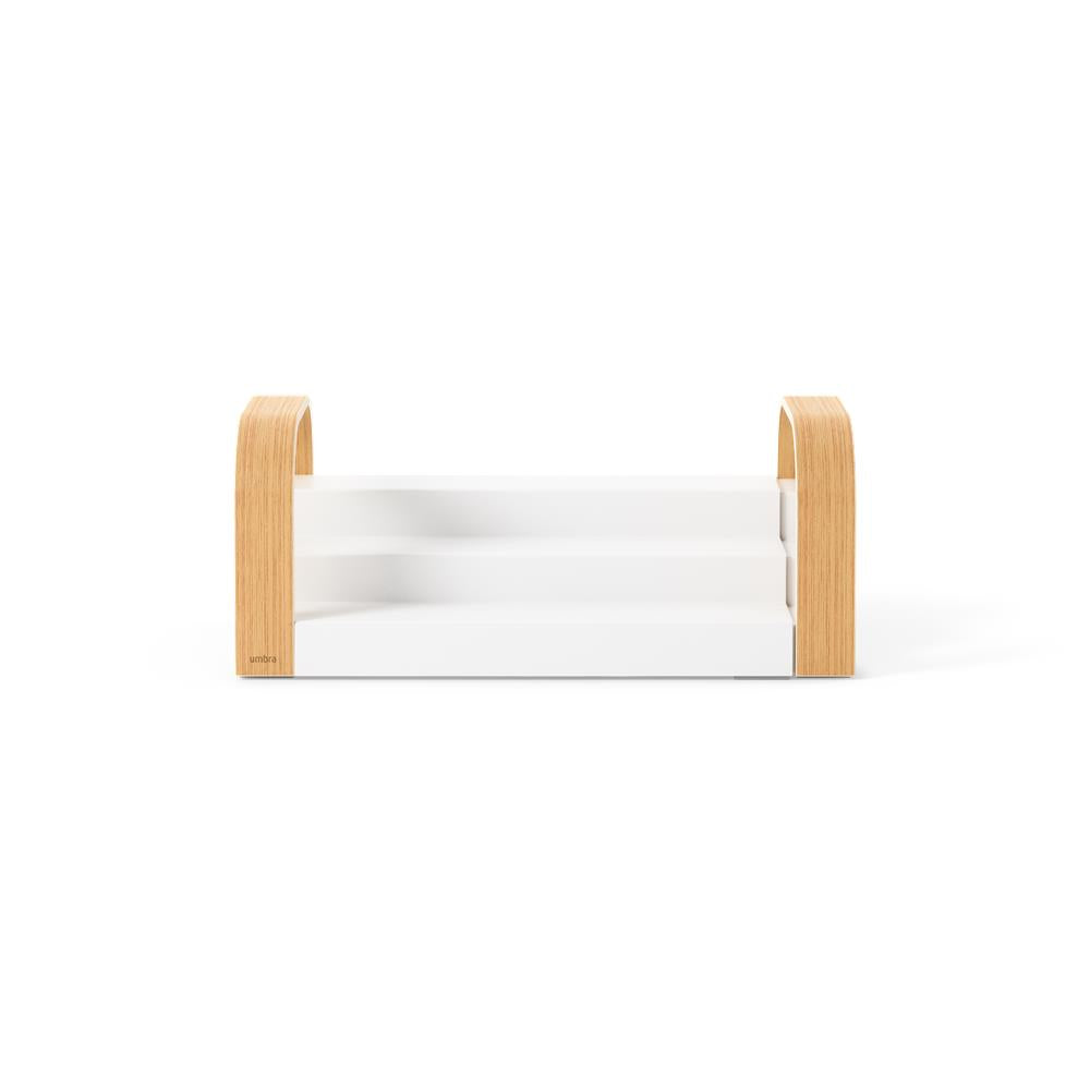 Umbra Bellwood Dreistufiges Gewürzregal, Erweiterbarer Küchen Organizer in Weiß/Natur