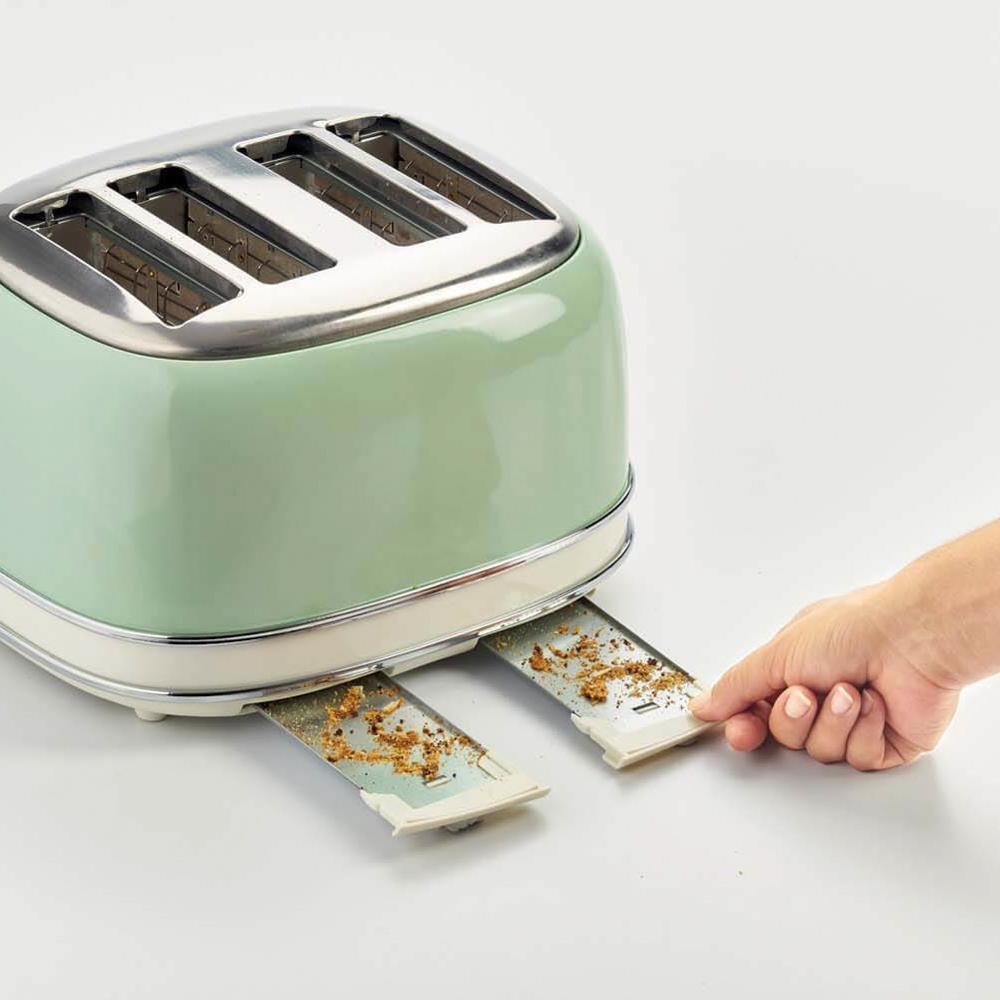 Ariete Vintage Toaster, Grün, 4-Scheiben-Toaster mit 6 Bräunungsstufen, 1600W
