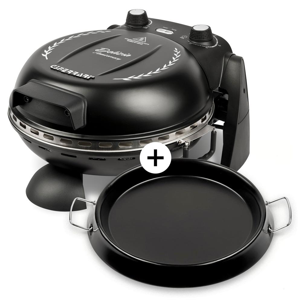 G3Ferrari Pizzaofen Delizia Anniversary elektrischer Pizzaofen Pizzamaker 1200W für Pizza Ø 31cm schwarz Limitierte Edition mit Pfanne