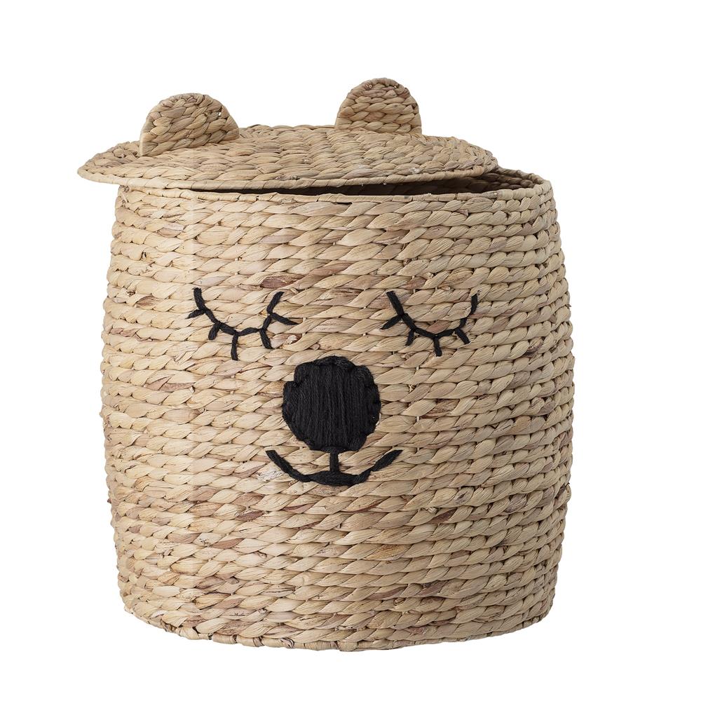 Bloomingville MINI Aufbewahrungskorb Bär Natur 42 x 50cm Seegras Deckel Korb Teddy dänisches Design