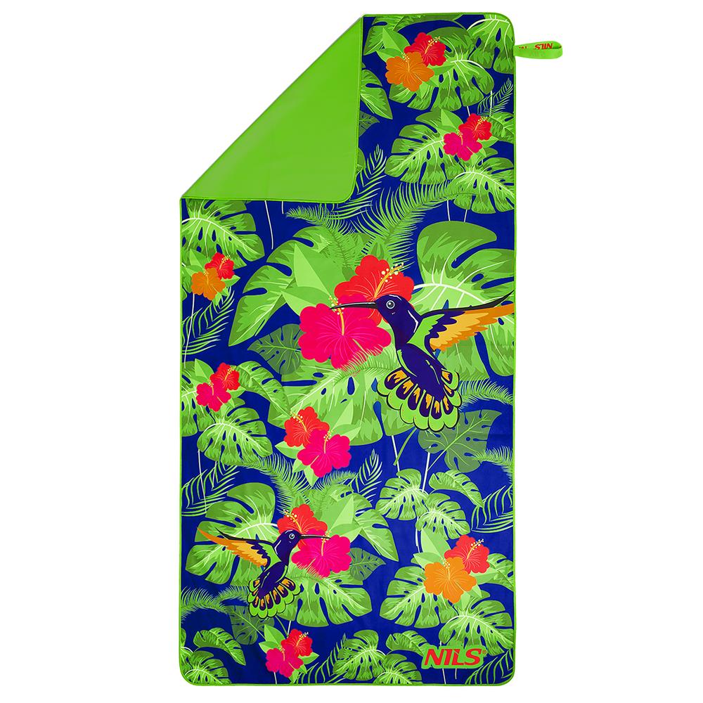 NILS Mikrofaserhandtuch 160x80 cm Blumen - schnelltrocknendes Handtuch für Camping, Strand & Sport