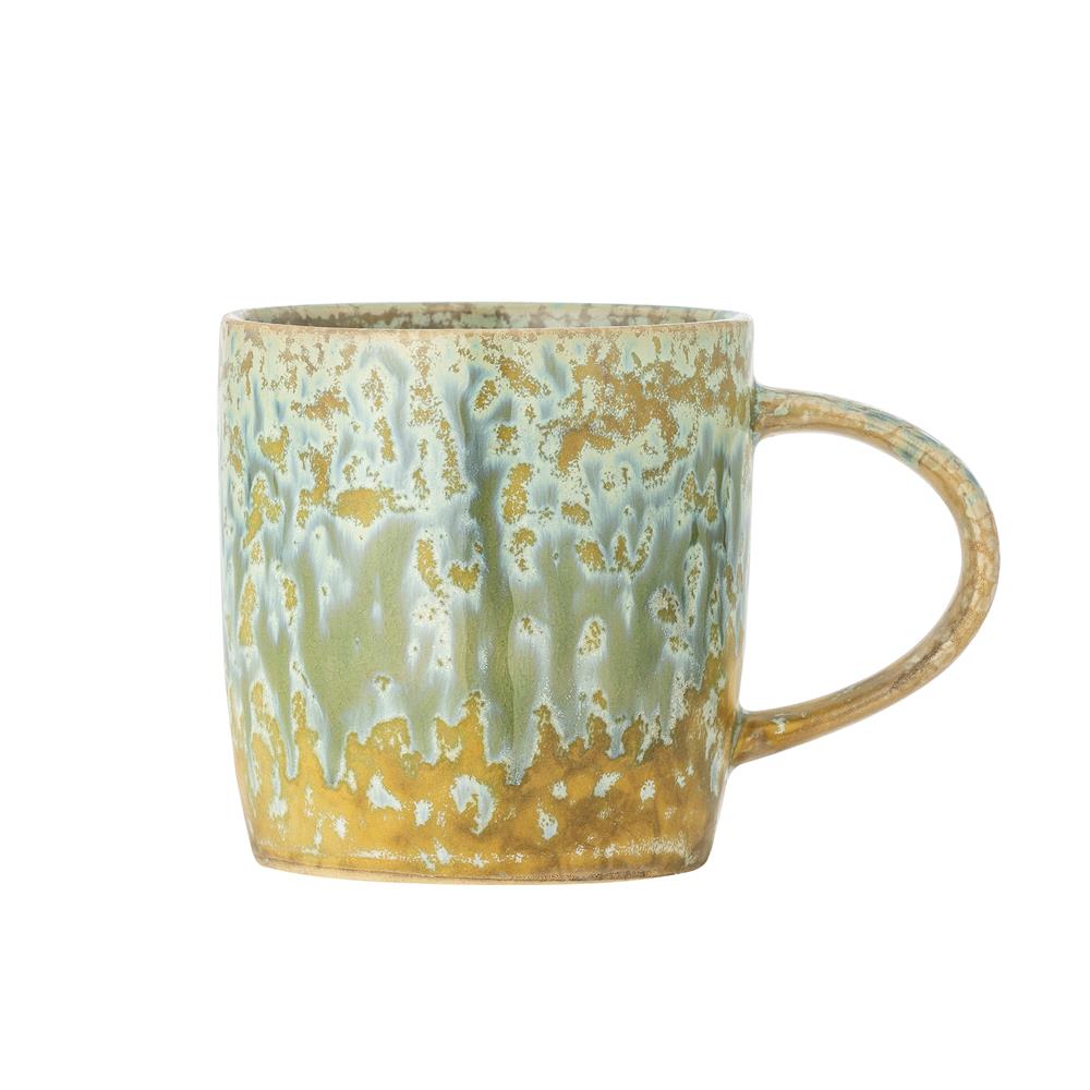 Bloomingville Milani Becher, 400 ml – Grüner Steingutbecher mit reaktiver Glasur und natürlichem Farbspiel