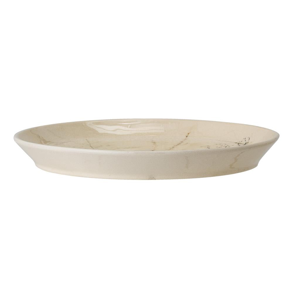 Bloomingville Bea Teller, Natur, 27,5cm, Steingut, mit Blumenmotiv, dänisches Design
