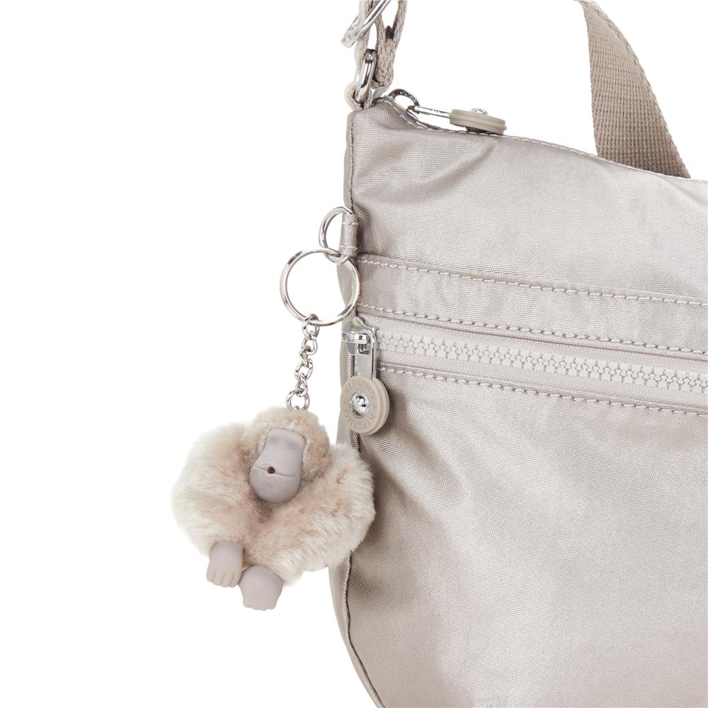 Kipling IZELLAH, mittelgroße Schultertasche, Metallic Glow (beige), Umhängetasche mit viel Stauraum