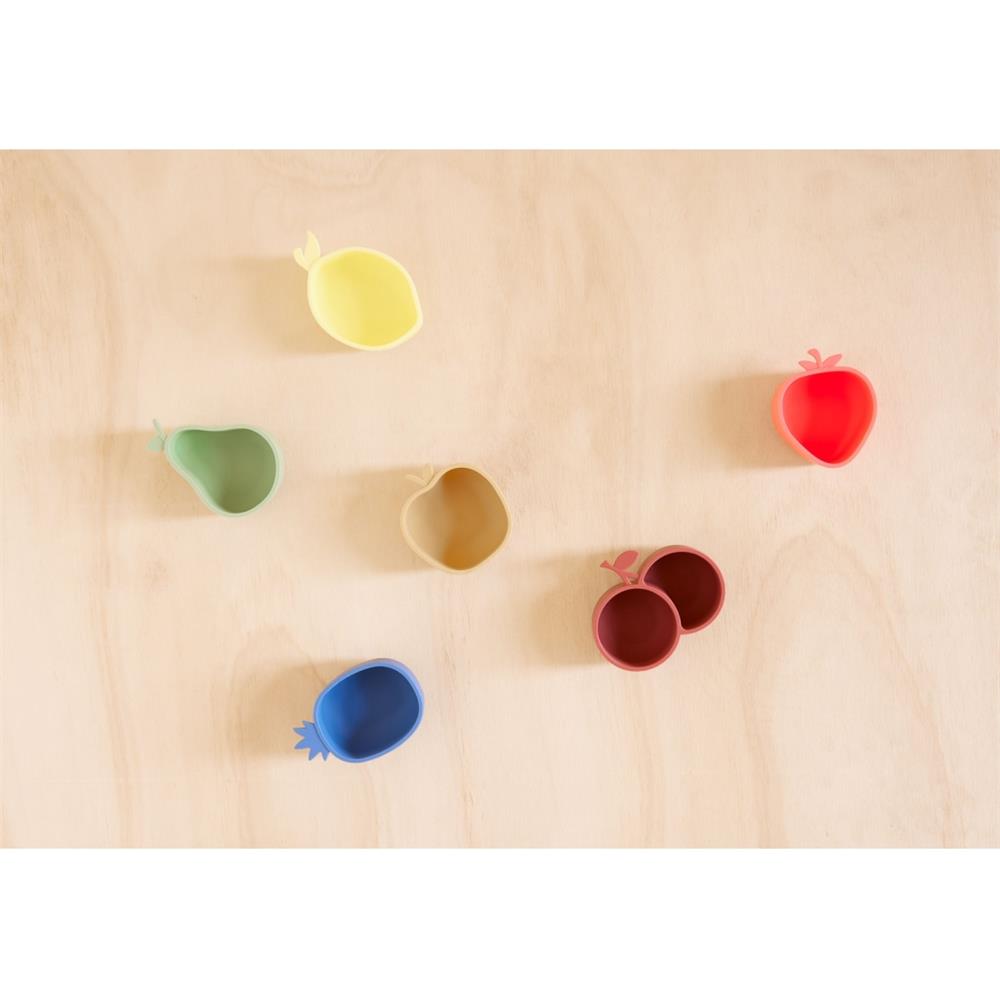 OYOY Mini - Yummy Pineapple & Apple Snackschalen 2er Set, Blue/LightRubber, Silikon