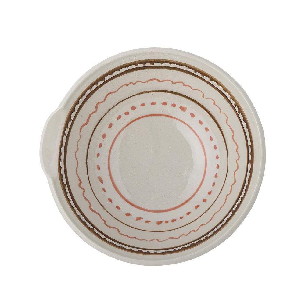 Bloomingville Heikki Schale – braune Steingutschale mit handgemaltem Muster, Ø 26,5 cm