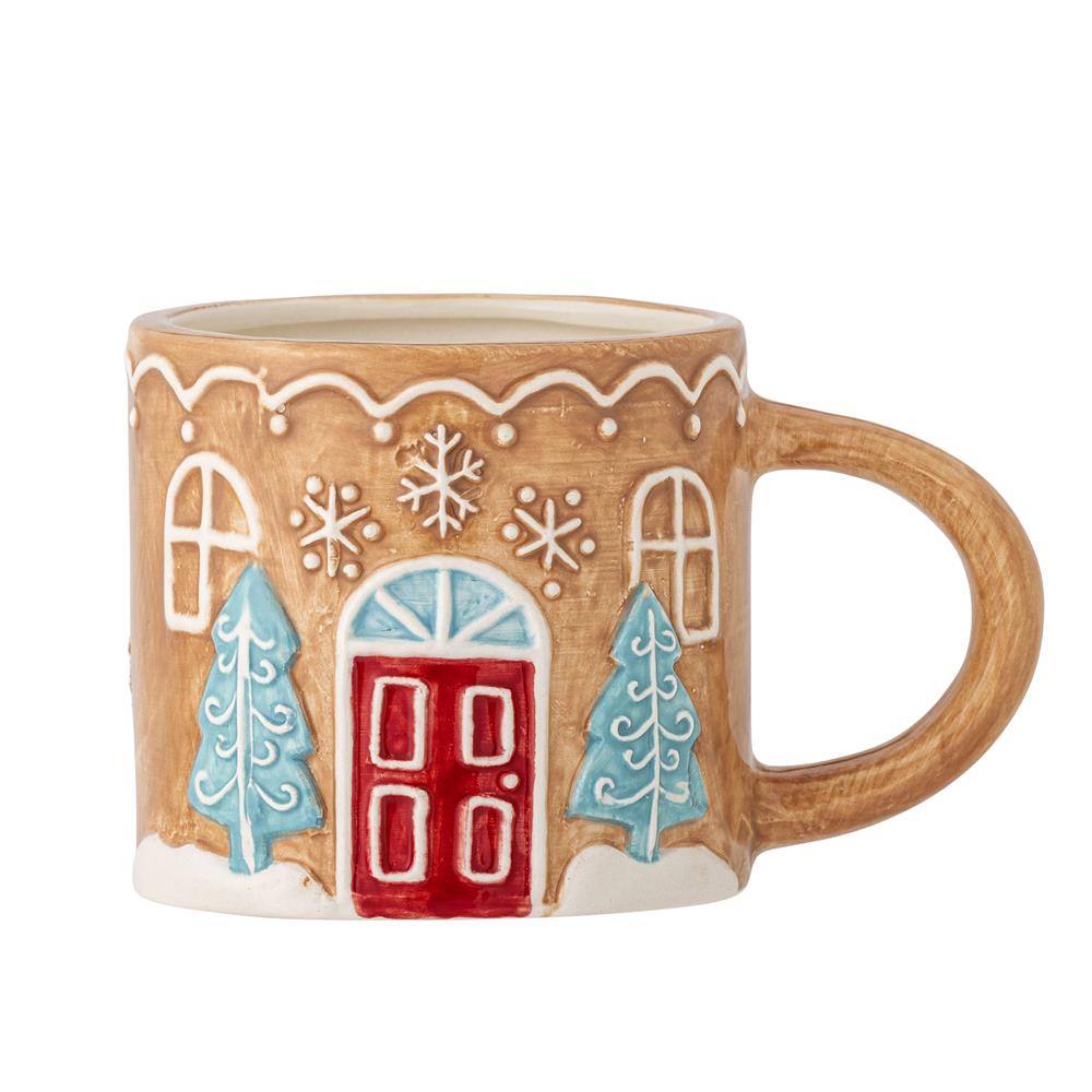 Bloomingville Ginnie Tasse mit Deckel – in Form eines Lebkuchenhauses, Weihnachten, dänisches Design
