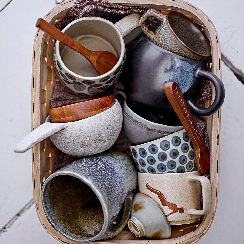 Bloomingville Harlow Becher, Braun, Steingut, 250 ml, 2er Set, stapelbar, spülmaschinengeeignet