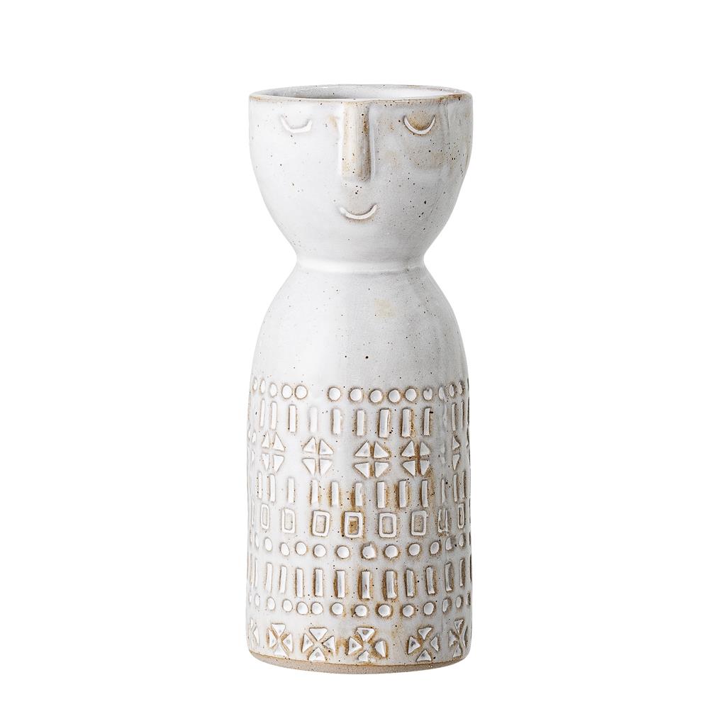Bloomingville Embla Vase Weiß Steingut 6 x 14,5 cm Dekovase Dänisches Design