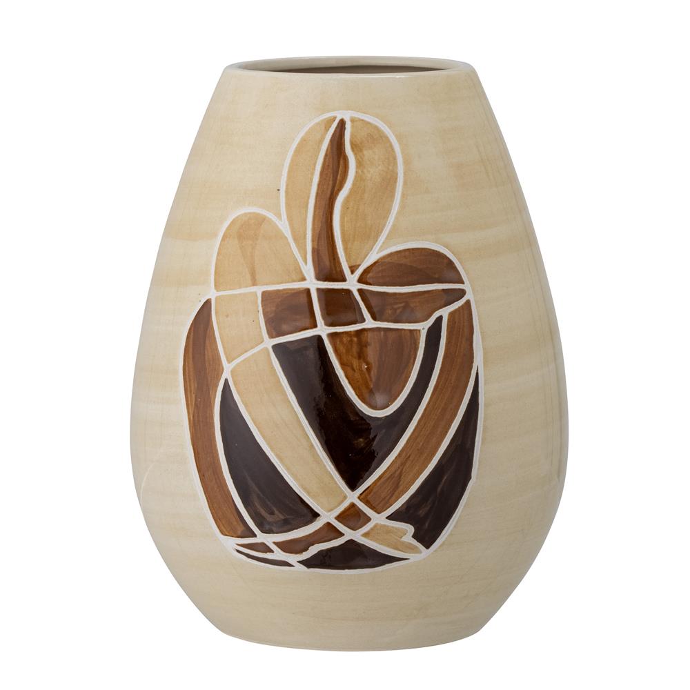Bloomingville Jona Vase, Braun, Steingut, 14x18 cm, dänisches Design