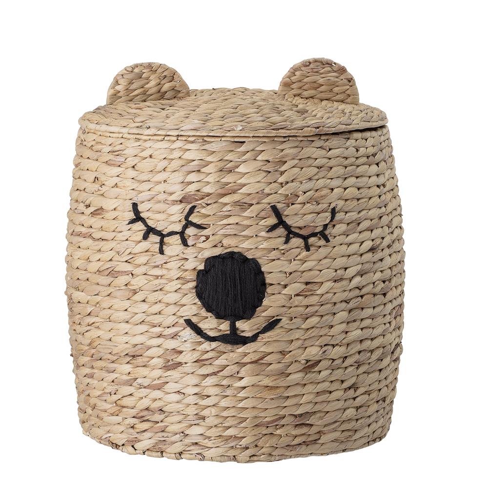 Bloomingville MINI Aufbewahrungskorb Bär Natur 42 x 50cm Seegras Deckel Korb Teddy dänisches Design