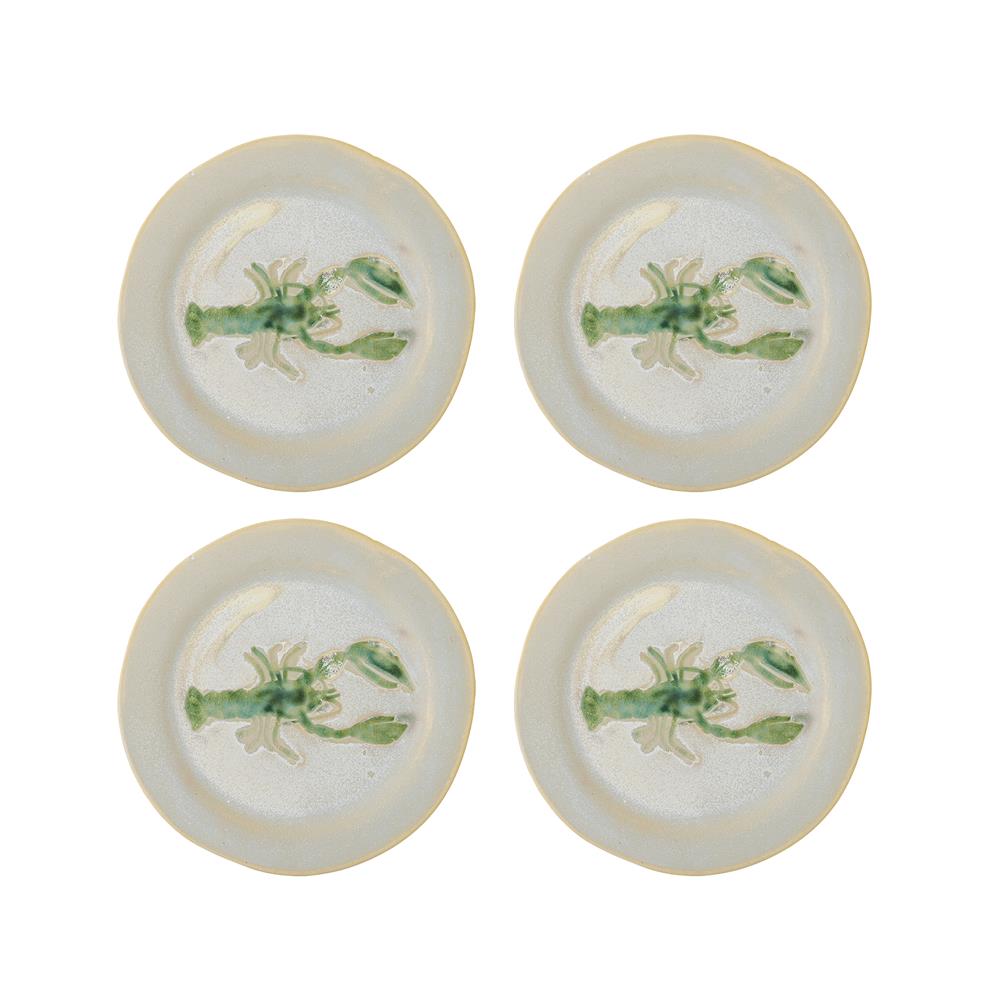 Bloomingville Hadden Teller Set 4er Grün Steingut mediterran 21cm