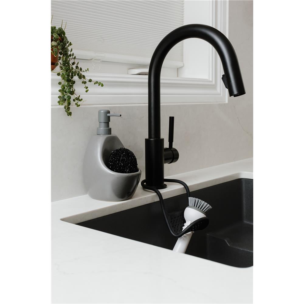 Umbra Joey Seifenspender 590 ml mit Schwammhalter aus Keramik Anthrazit