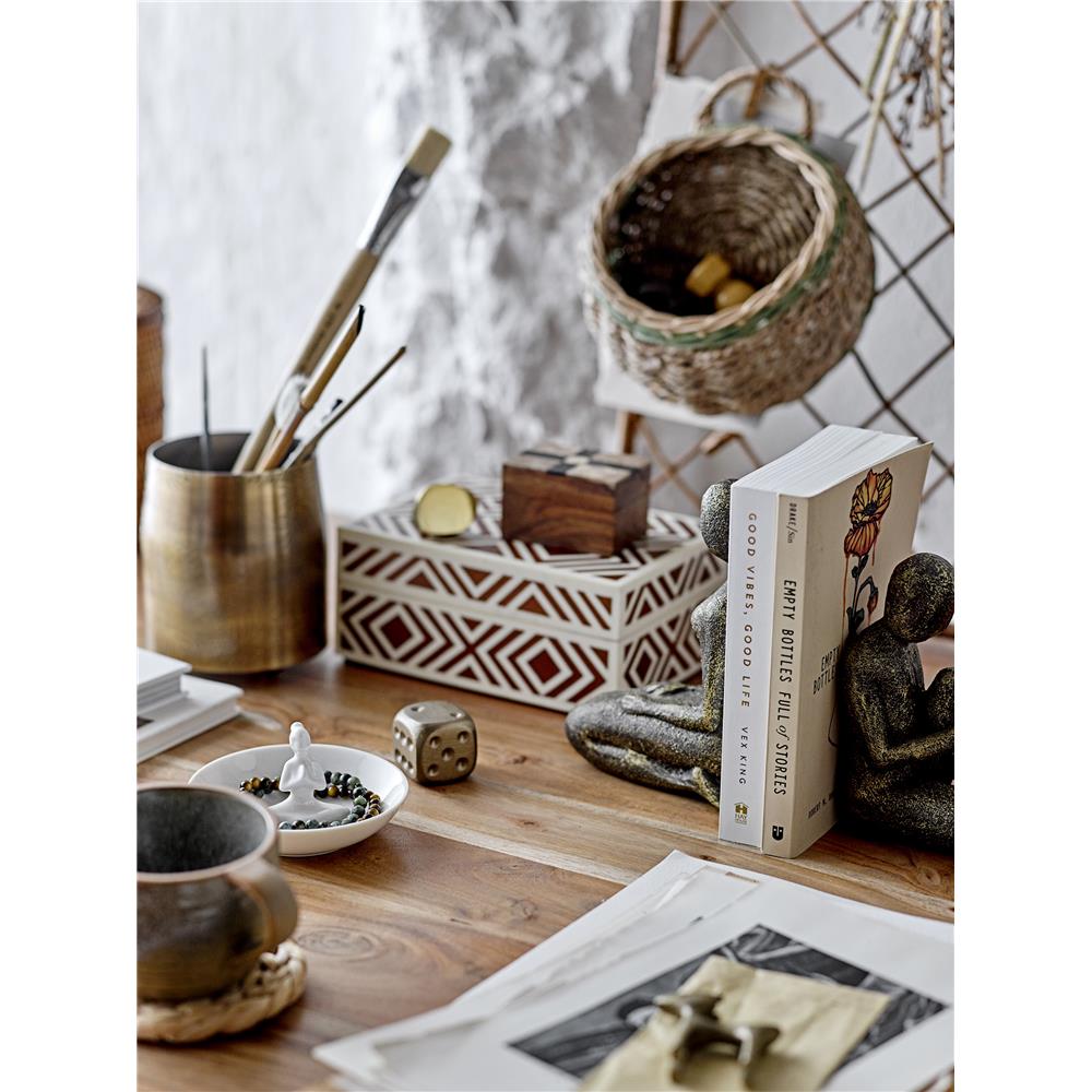 Bloomingville Cemile Box mit Deckel, Braun, Mangoholz mit handgeschnitzten Muster auf dem Deckel