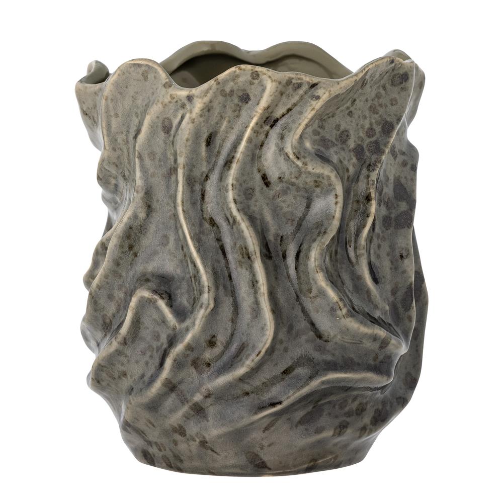 Bloomingville Soumia Deko-Vase, Grau, Steingut D16,5xH19 cm